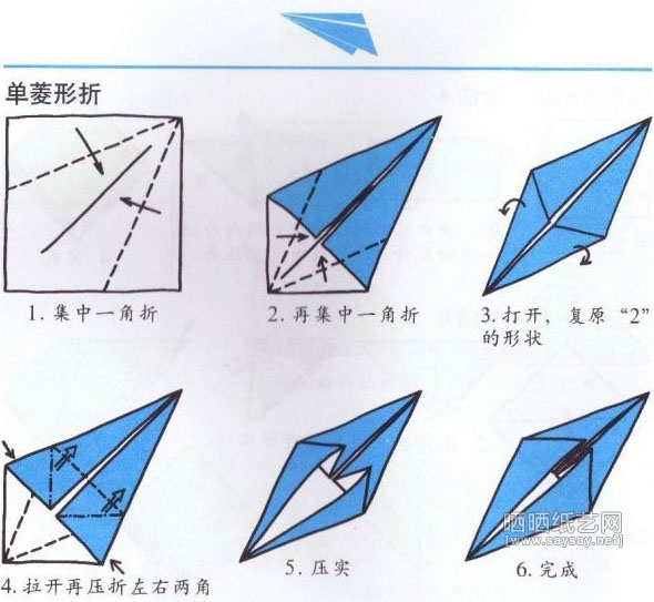 单菱形折法图解-基本折法四