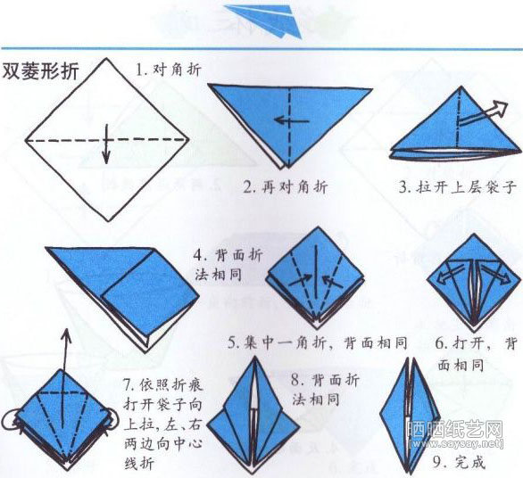 双菱形折法图解-基本折法五