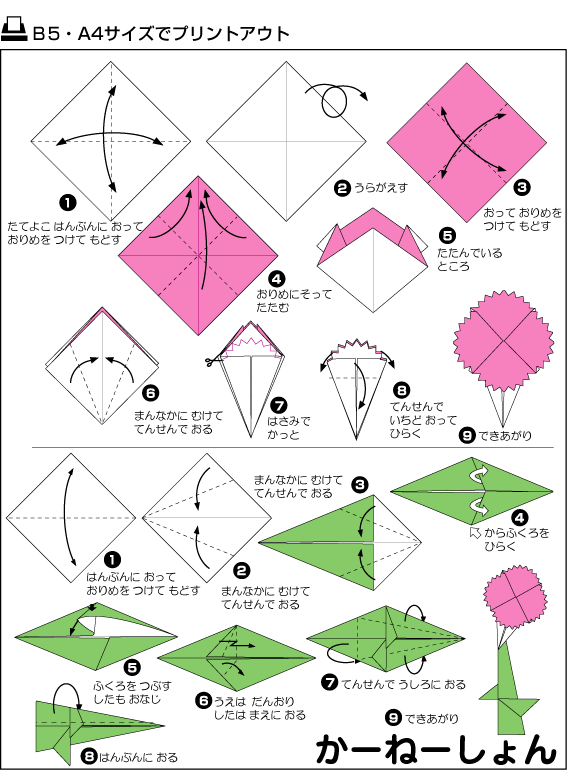 简易康乃馨折纸图解教程