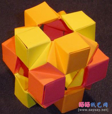 多面体几何折纸教程祥细图解-花球折纸教程
