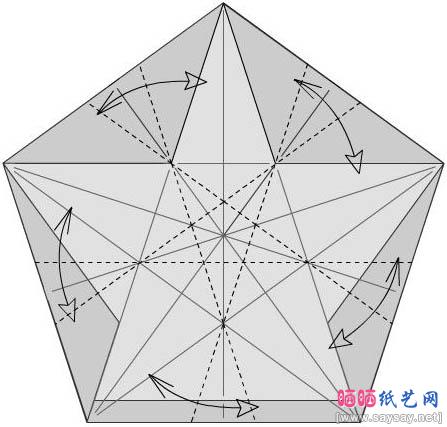 五瓣玫瑰折纸图解教程