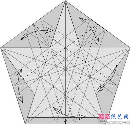 五瓣玫瑰折纸图解教程