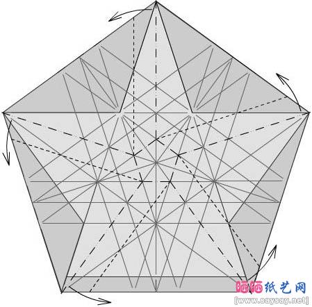 五瓣玫瑰折纸图解教程