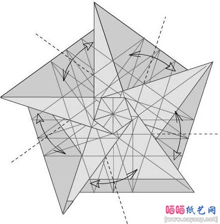 五瓣玫瑰折纸图解教程