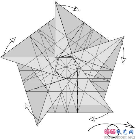 五瓣玫瑰折纸图解教程