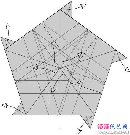 五瓣玫瑰折纸图解教程