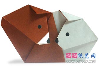 两只小狗折纸图解教程-小黄与小白折纸