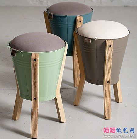 创意凳子设计-利用水桶改造的凳子