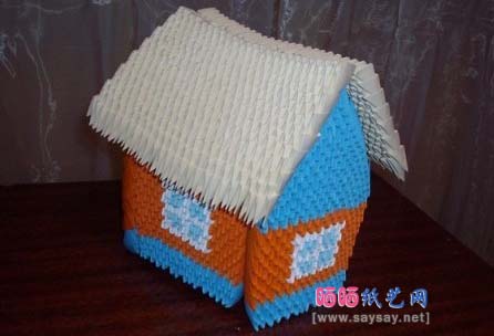 折纸三角插小房子制作教程-三角插折纸