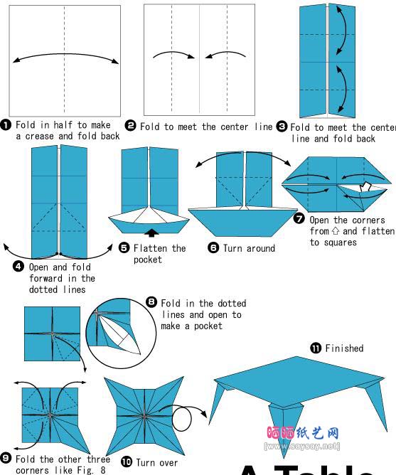 小桌子折纸教程-儿童折纸系列