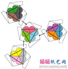 24面体心型花球折纸图解教程 