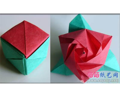 魔术玫瑰折纸图解教程