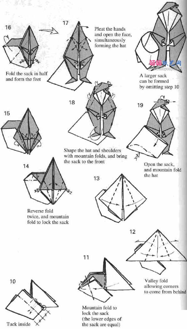背着布袋的圣诞老人折纸教程