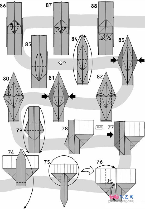 阿凡达灵鸟折纸图解教程-高级教程