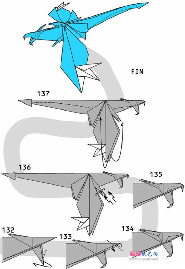 阿凡达灵鸟折纸图解教程-高级教程