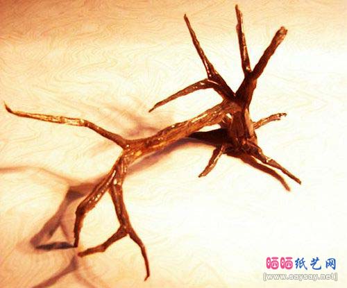 没有叶子的树木折纸图解教程
