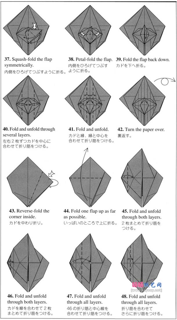 螳螂的折法-高级折纸教程