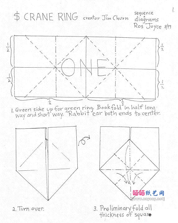 纸币做的仙鹤戒指折纸方法