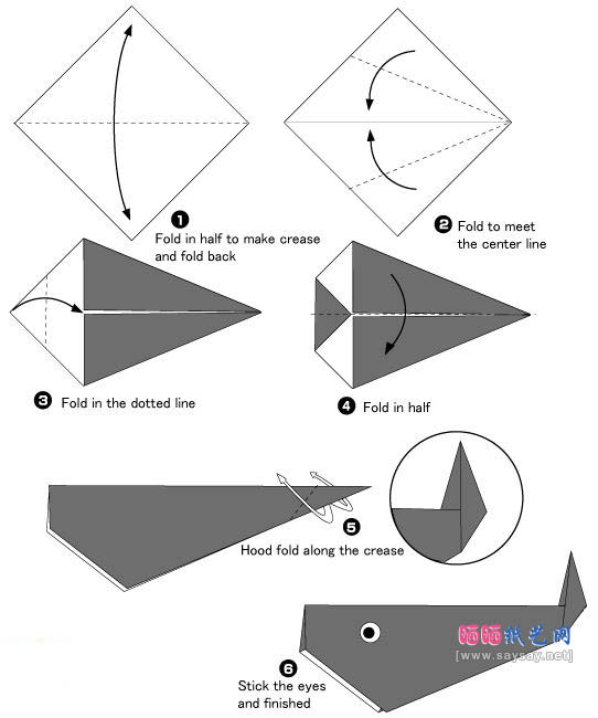 鲸鱼折纸图解教程