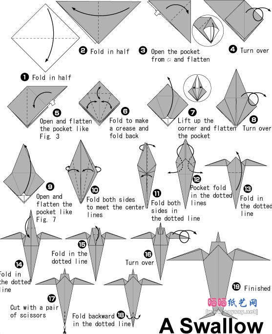 燕子手工折纸教程
