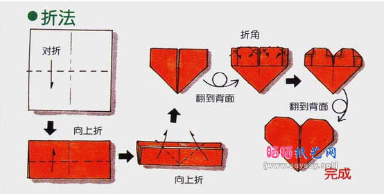 餐巾心形折纸图解教程