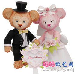 结婚熊仔纸模型教程