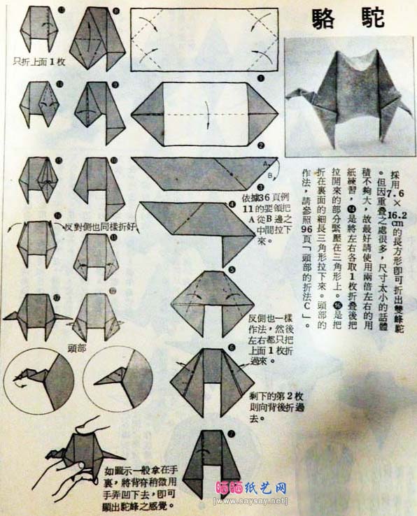 简单的双峰骆驼折纸教程详细图解
