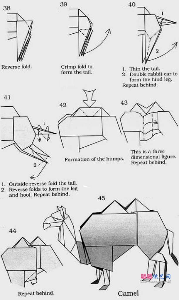 John Montroll双峰骆驼折纸教程