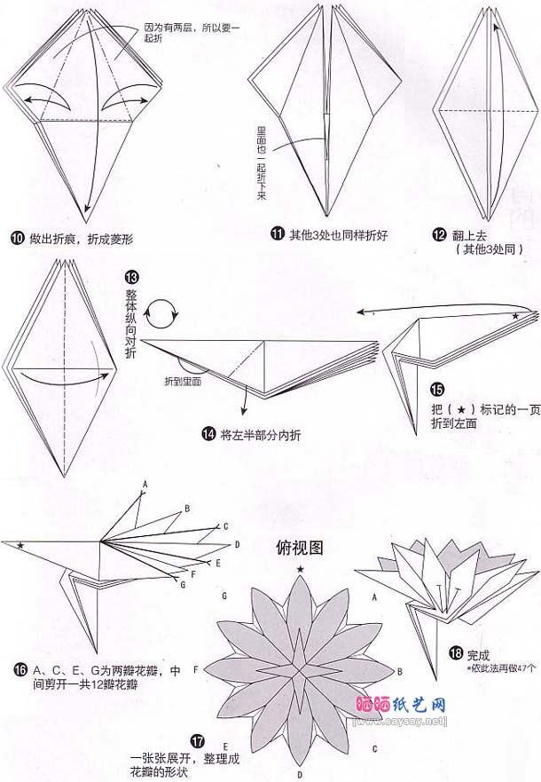 垂盆菊折纸图解教程