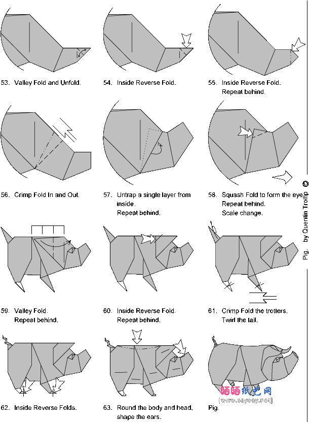 Quentin Trollip猪折纸教程-高级教程