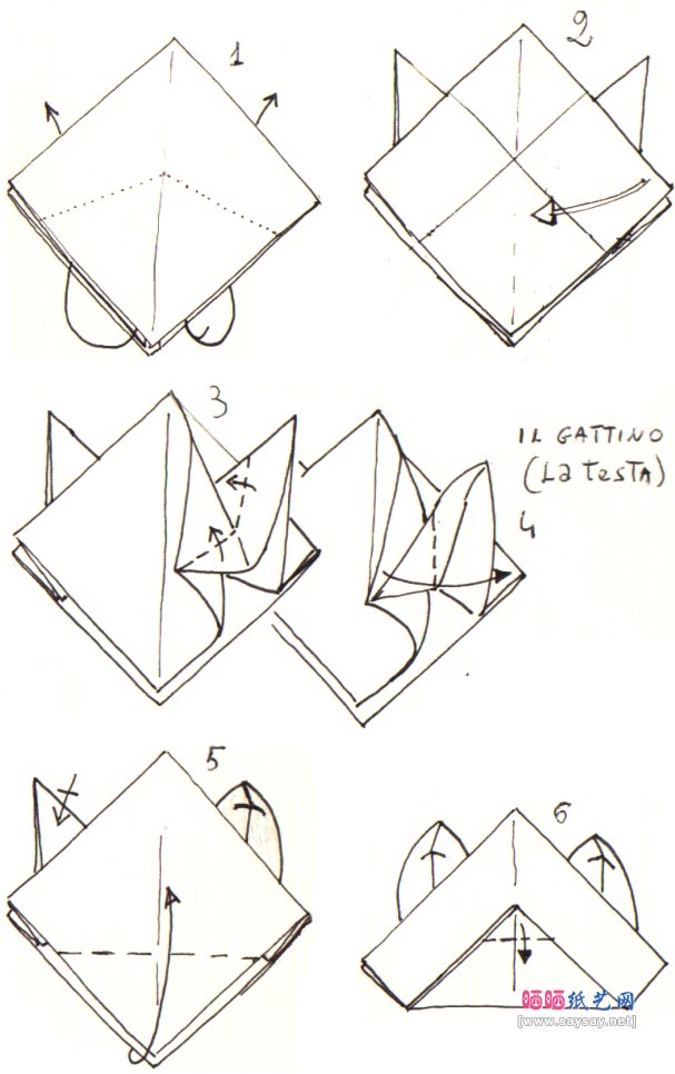 可爱小猫手工折纸教程-高级教程