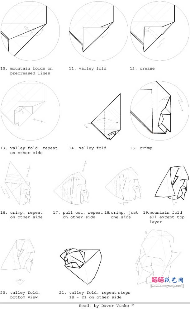 Davor Vinko立体人头面具折纸教程图解