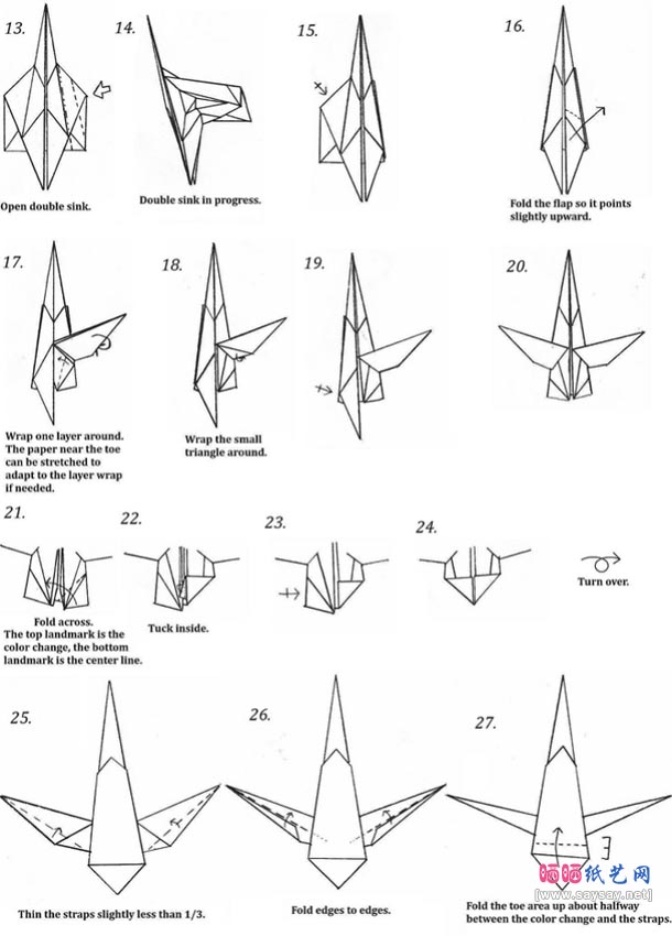 时尚高跟鞋折纸教程图解-高级教程