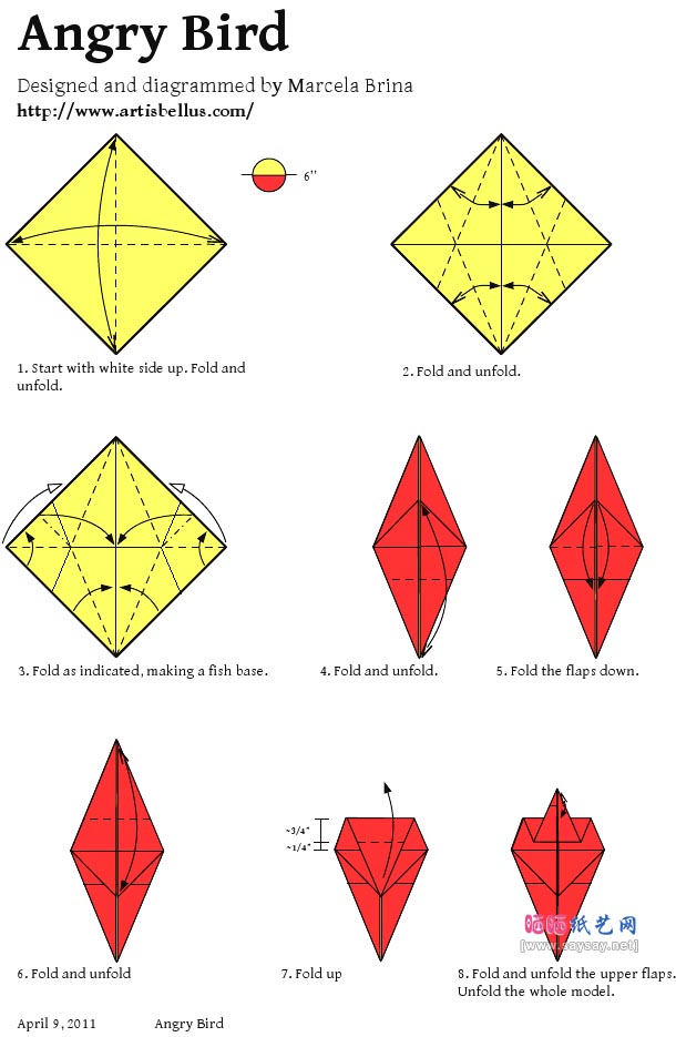 愤怒的小鸟折纸图解教程