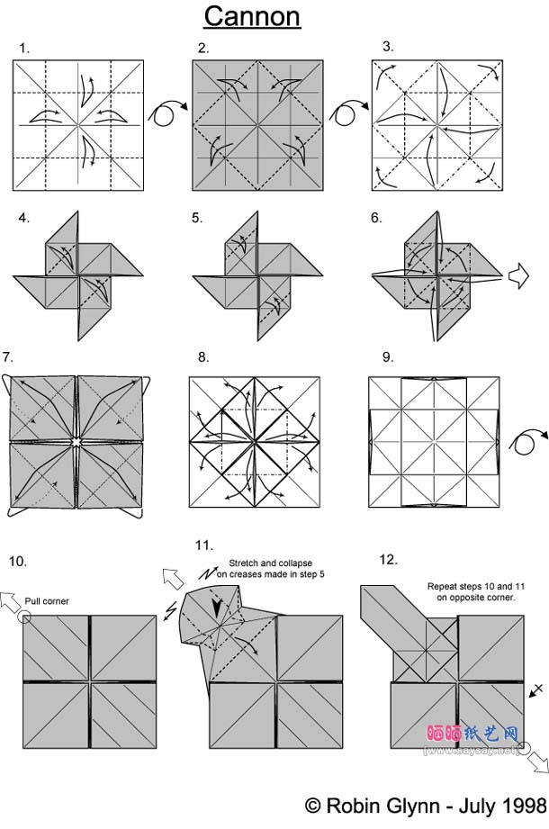 大炮折纸图解教程-高级教程