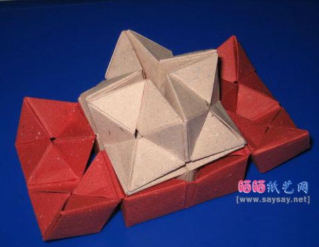 David Brill双星变形体折纸教程图解-Double Star Flexicube折纸