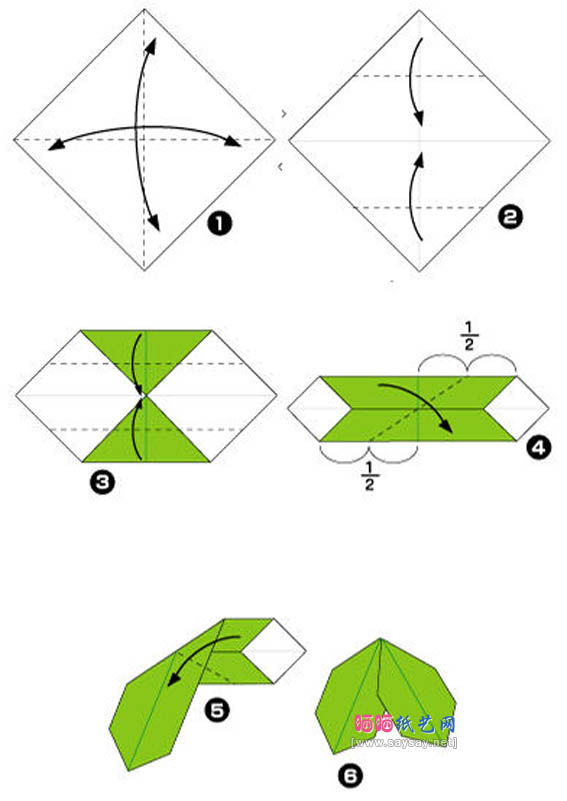 冬青树叶折纸教程图解-简单儿童折纸教程