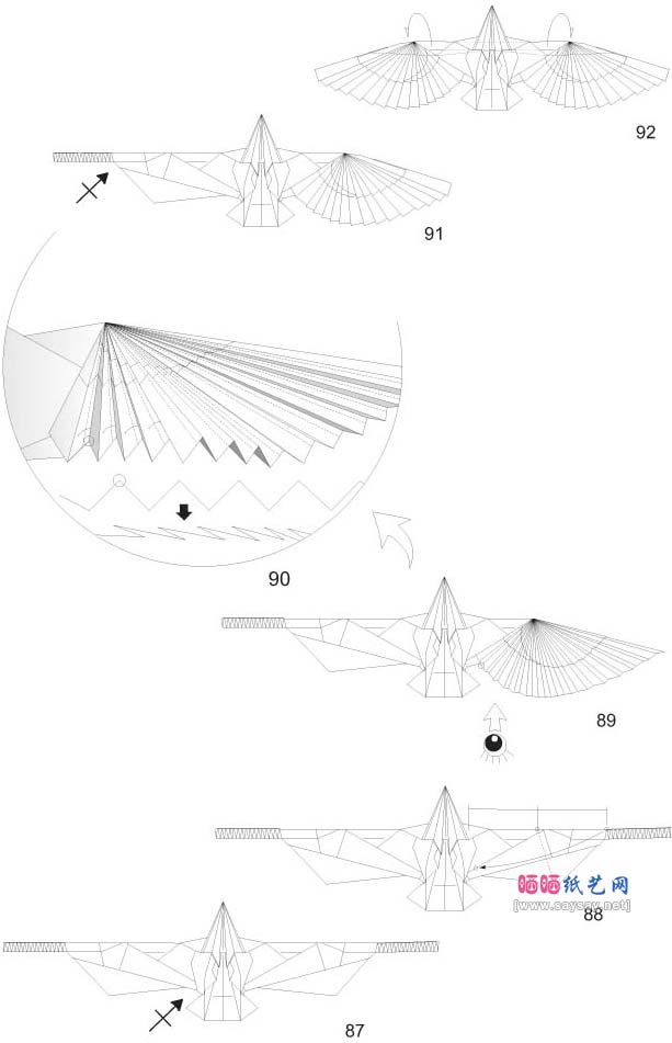 老鹰3.5折纸教程详细图解-高级教程