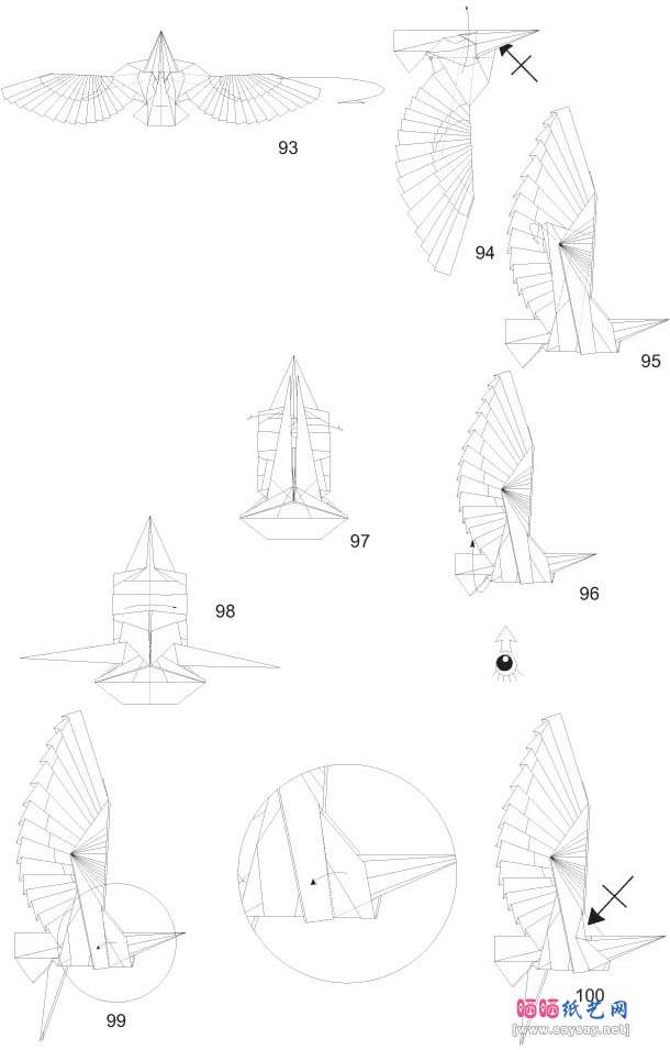 老鹰3.5折纸教程详细图解-高级教程