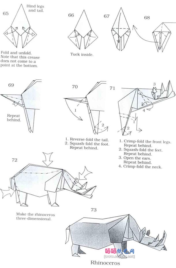 John Montroll犀牛手工折纸图解教程