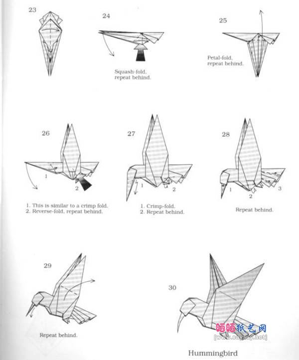 蜂鸟折纸教程图解