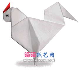 公鸡手工折纸教程图解-儿童折纸系列