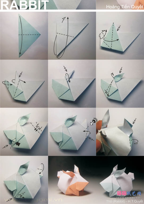 实拍RABIT兔子手工折纸方法