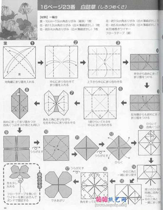 白洁草手工折纸教程图解