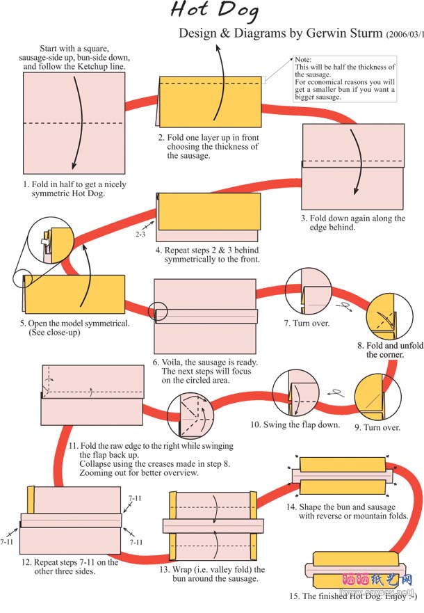 Gerwin Sturm热狗折纸教程图解