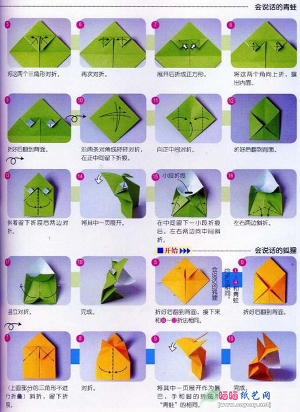 会说话的狐狸和青蛙的折纸图解教程步骤5
