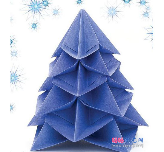 手工制作圣诞树组合折纸diy教程成品图欣赏