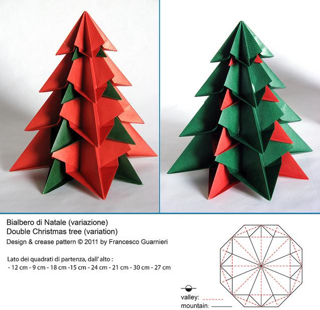 通过这个折纸CP折痕图就可以轻松的完成这个折纸圣诞树的制作