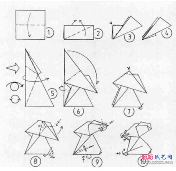 手工折纸树袋熊考拉的详细折纸步骤图解