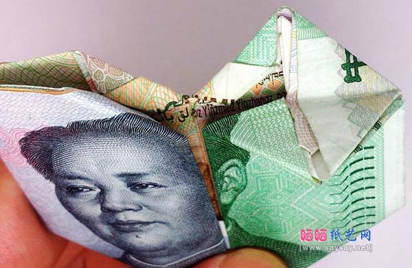 人民币520爱心折纸实拍教程步骤37